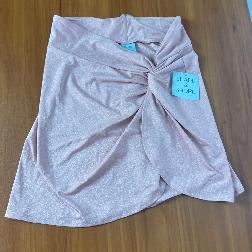 Shade & Shore Womens Pink Metallic‎ Twist Front Sarong Mini Skirt Size Small NWT - Picture 4 of 11